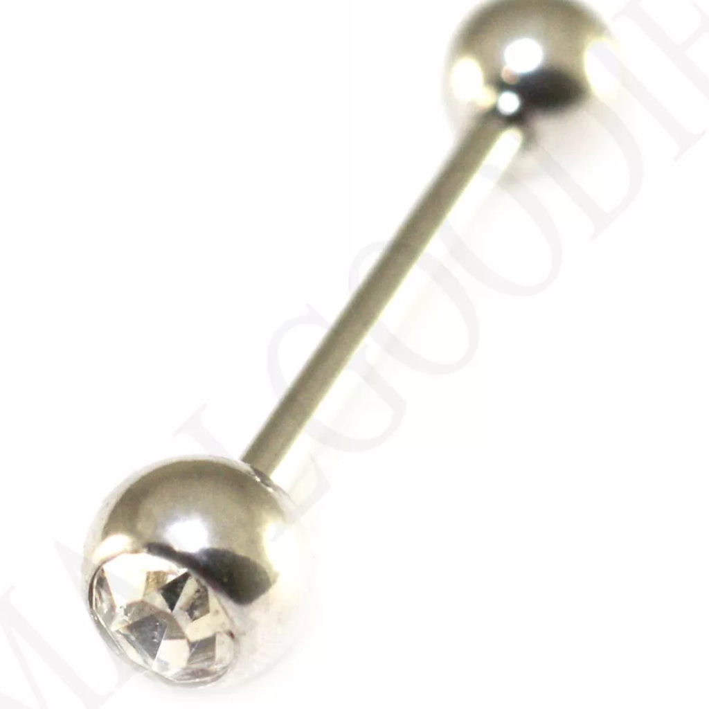 Surgical Steel Gem Jewels Tongue Rings Barbells Metal Bars Clear